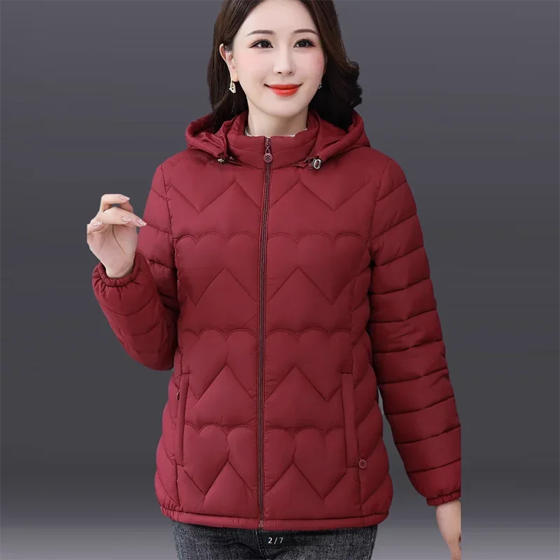 Cotton-Padded Down Jacket for Women, Long Sleeve, Thin, Light Hooded, Loose Cotton Coat, Short Outwear, Spring and Autumn, 2023