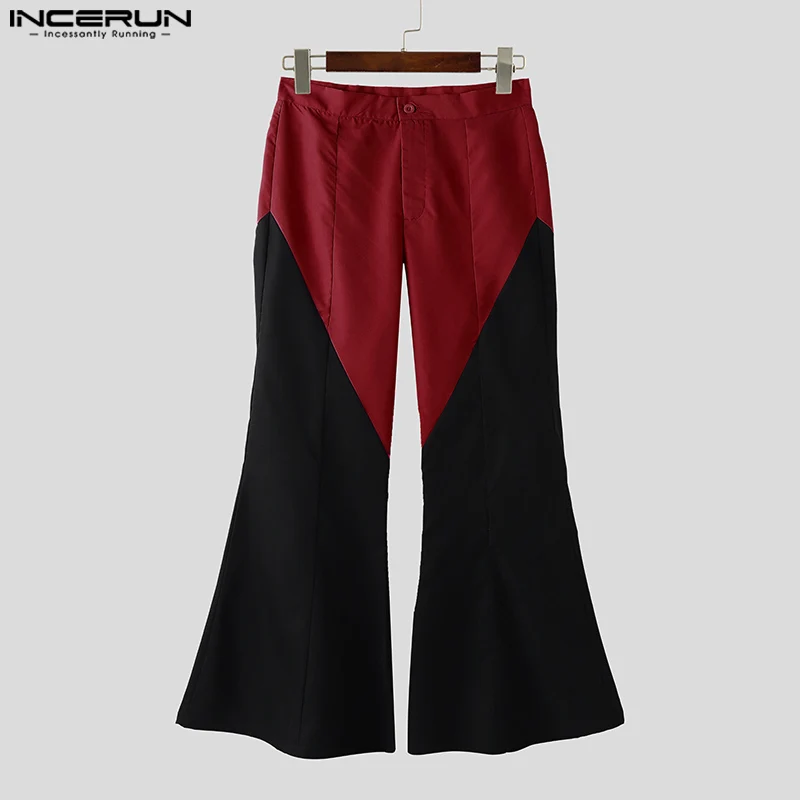 

INCERUN Men Pants Patchwork Button Joggers Loose Casual Bell-bottom Trousers Men Streetwear 2025 Fashion Flare Pants Men Bottoms