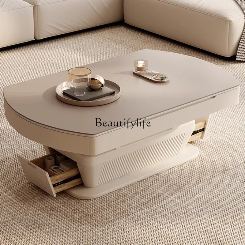 

3Lifting rock slab coffee table dining table integrated dual-purpose living room household small apartment