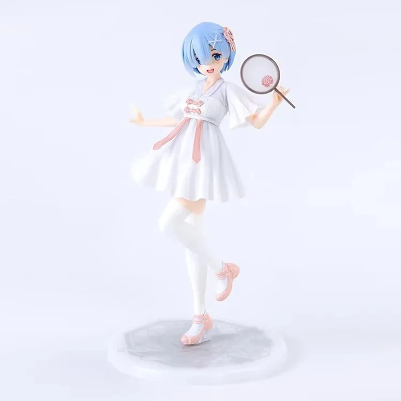 Anime Figure Re0:Life In A Different World From Zero Flower  Dress Rem Kawaii Cute Figurine Toy Desktop Collection Ornament Gift