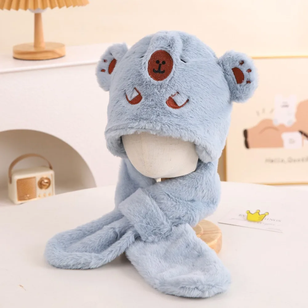 

Casual Baby Hat Scarf Set Soft Coral Fleece Capybara Fluffy Hat Korean Style Windproof Children's Winter Cap Ear Protector