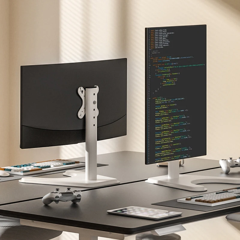 Computer Monitor Desk Stand Arm PC Screen Holder 17~32 Inch Large Base Stable Adjustable Height Mounts LCD LED With Bracket