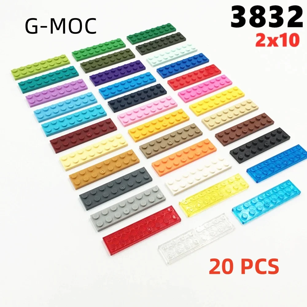 G-MOC 20Pcs/lot Buildings Blocks 3832 Plate 2 x 10 Compatible Particle Assembles DIY Educational Bricks Kids Toys