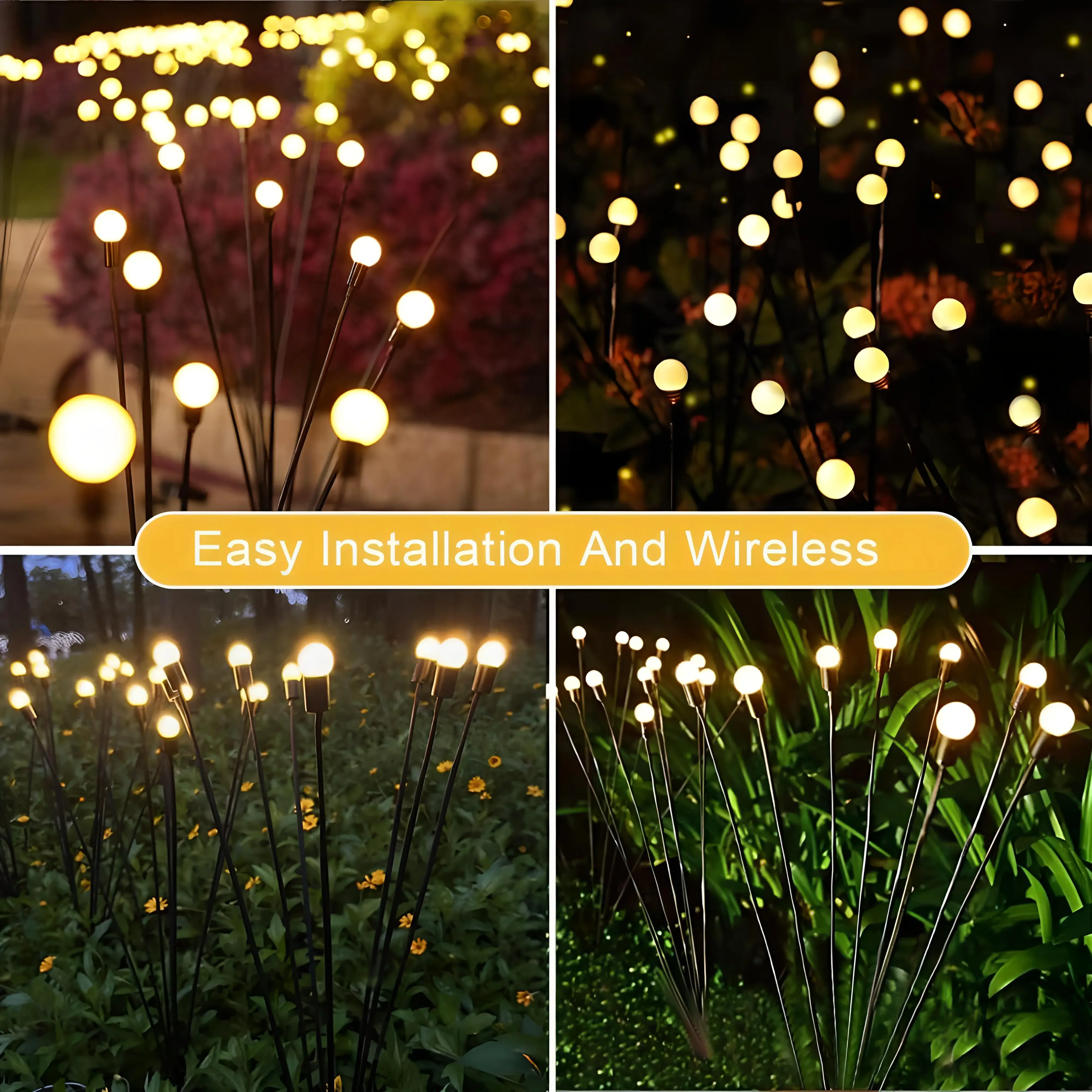 

2Pcs/70cm Solar Lawn Light Lampu Solar Raya 2024 Lip Lap Solar Outdoor Courtyard Light LED Wind Moving Firefly Stake Lamp Garden