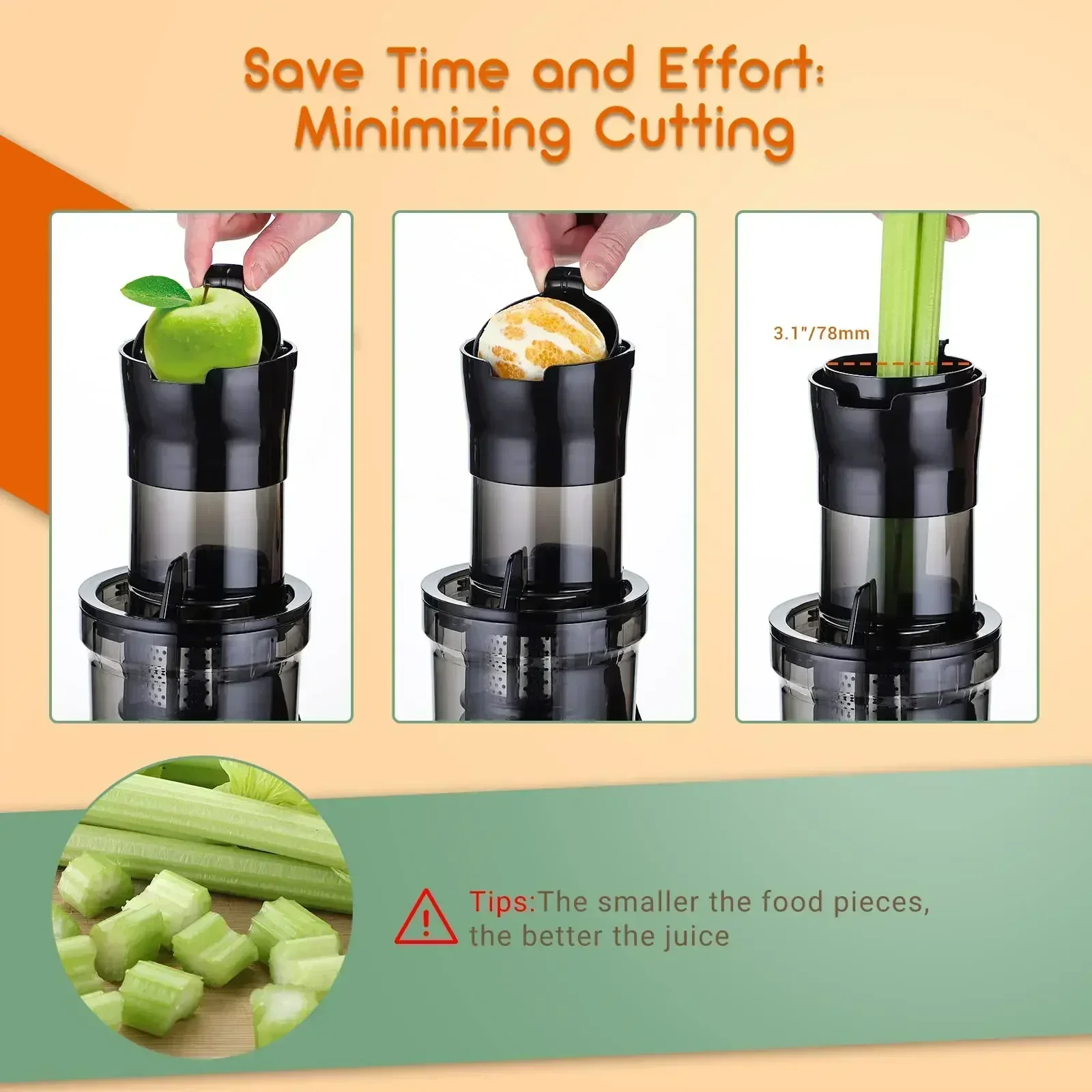 Cold Press Juicer Machines-SOVIDER Up to 92% Juice Yield Compact Slow Masticating Juicer 3.1