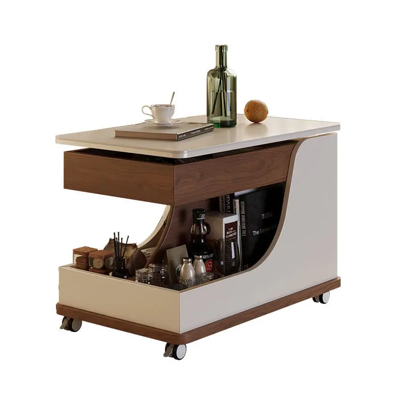 

Multifunctional movable coffee table living room household small apartment rock slab sofa side table lifting rotating