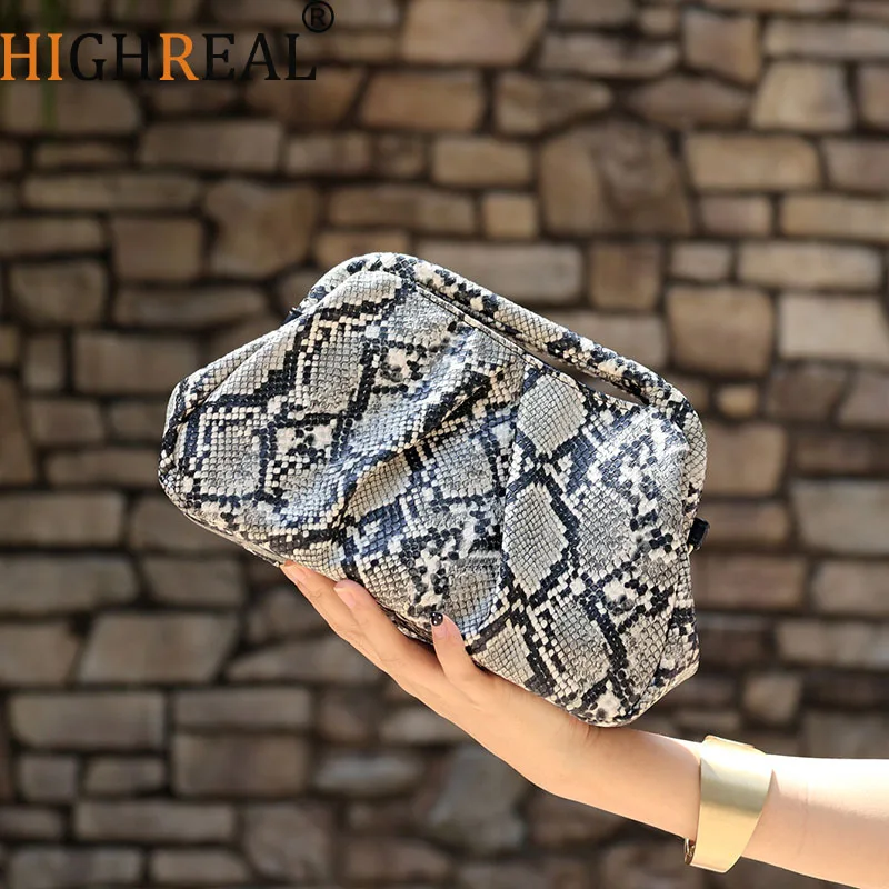 NEUE Schlangenmuster-Damentasche Gerüschte Serpentinen-Schultertaschen für Frauen Clutch Cloud Dumpling Bag Pouch Handtaschen Ketten-Umhängetaschen