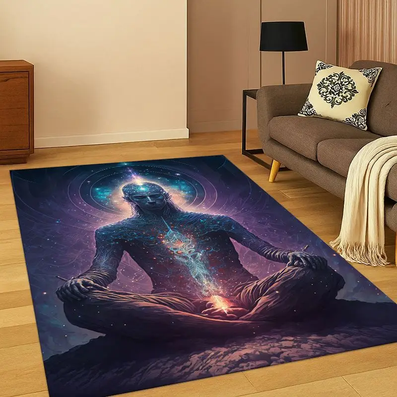 Yoga Cosmic energy Rainbow 34 Chakra Meditation Carpet Rug for Bedroom Living Room Sofa Doormat Home Decor,kid Area Rug Non-slip