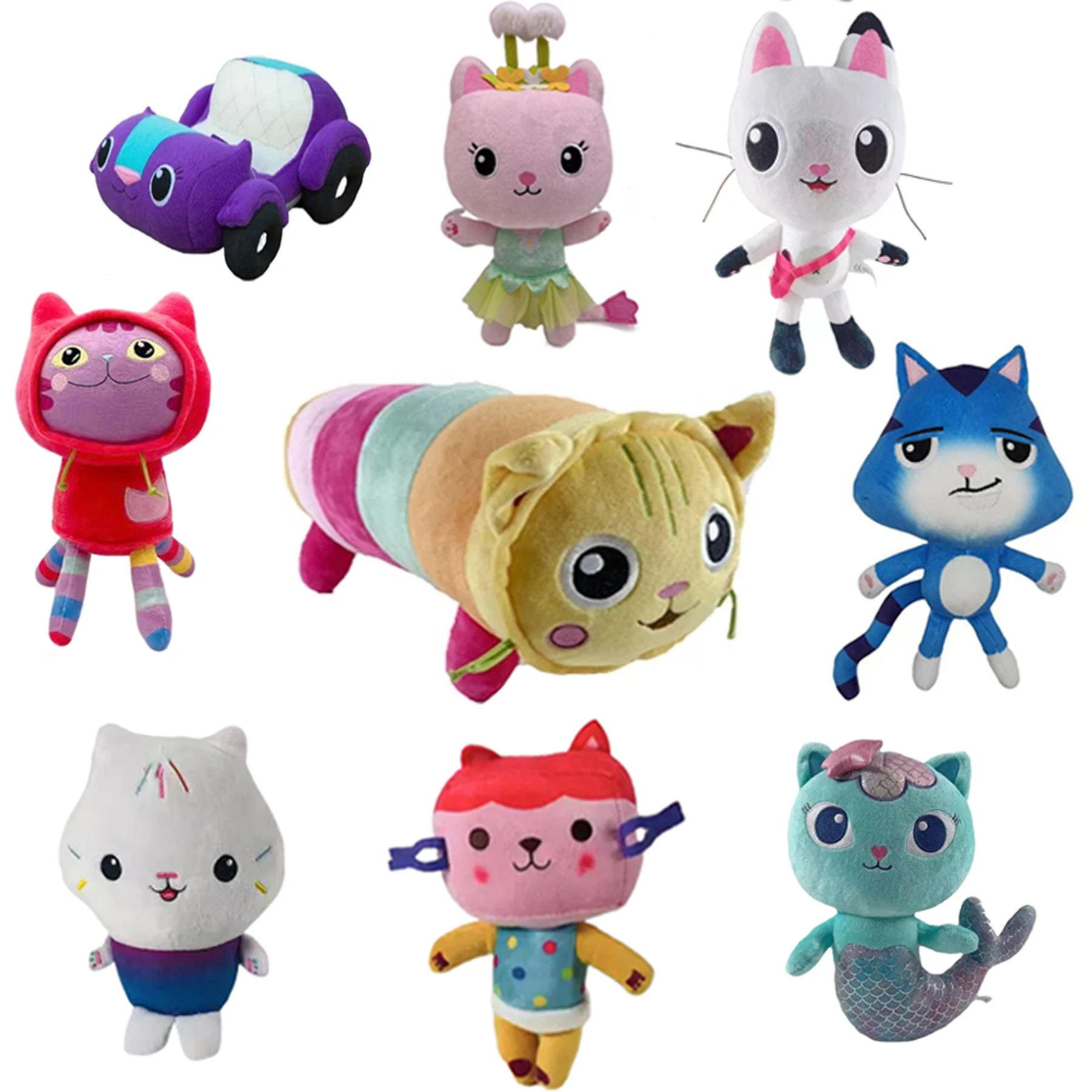 Gran oferta, casa de muñecas Gaby, juguete de peluche Mercat, animal relleno de dibujos animados, sonrisa, gato, coche, abrazo, muñeca Gaby para niña, regalo de cumpleaños para niños