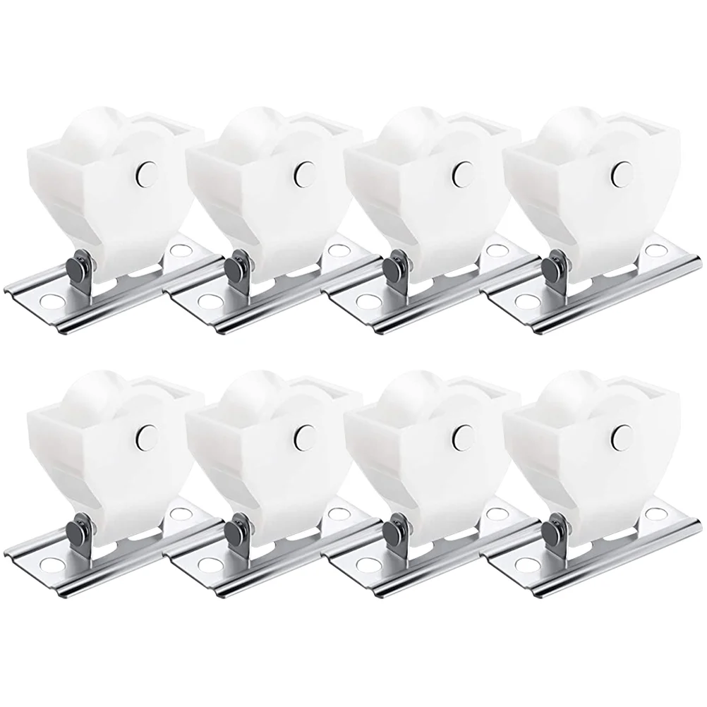 

8 Pcs Roman Blind Curtain Accessories Pulley Bamboo Roller Lock 8pcs Slide Rail Track Rollers Shades Pulleys for