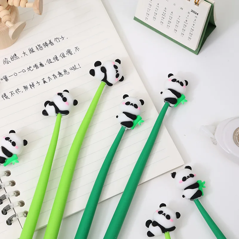 10Pcs/Lot Cartoon Cute Panda Gel Pen Kawaii 0.5mm Black Ink Pens Kids Student School Stationery Office Supplies Signature Pen