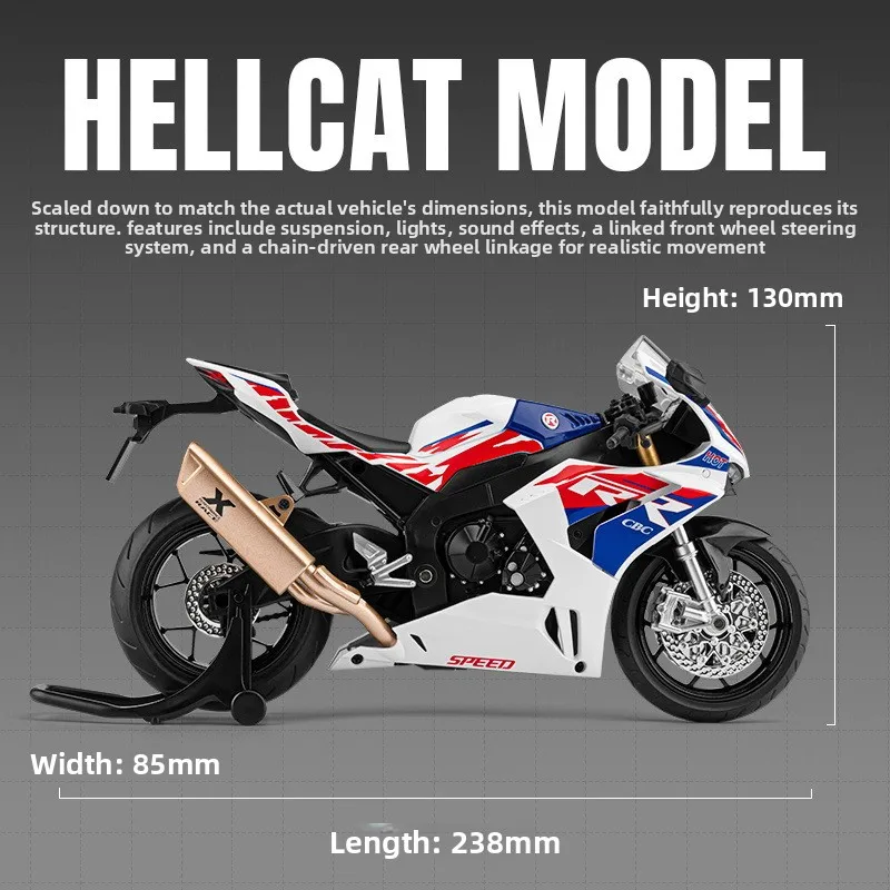 محاكاة 1:9 CBR1000 نموذج دراجة نارية الصوت ضوء سبيكة دراجة نارية لعبة الأطفال الصبي هدية عيد ميلاد جمع مصغرة Voiture #2