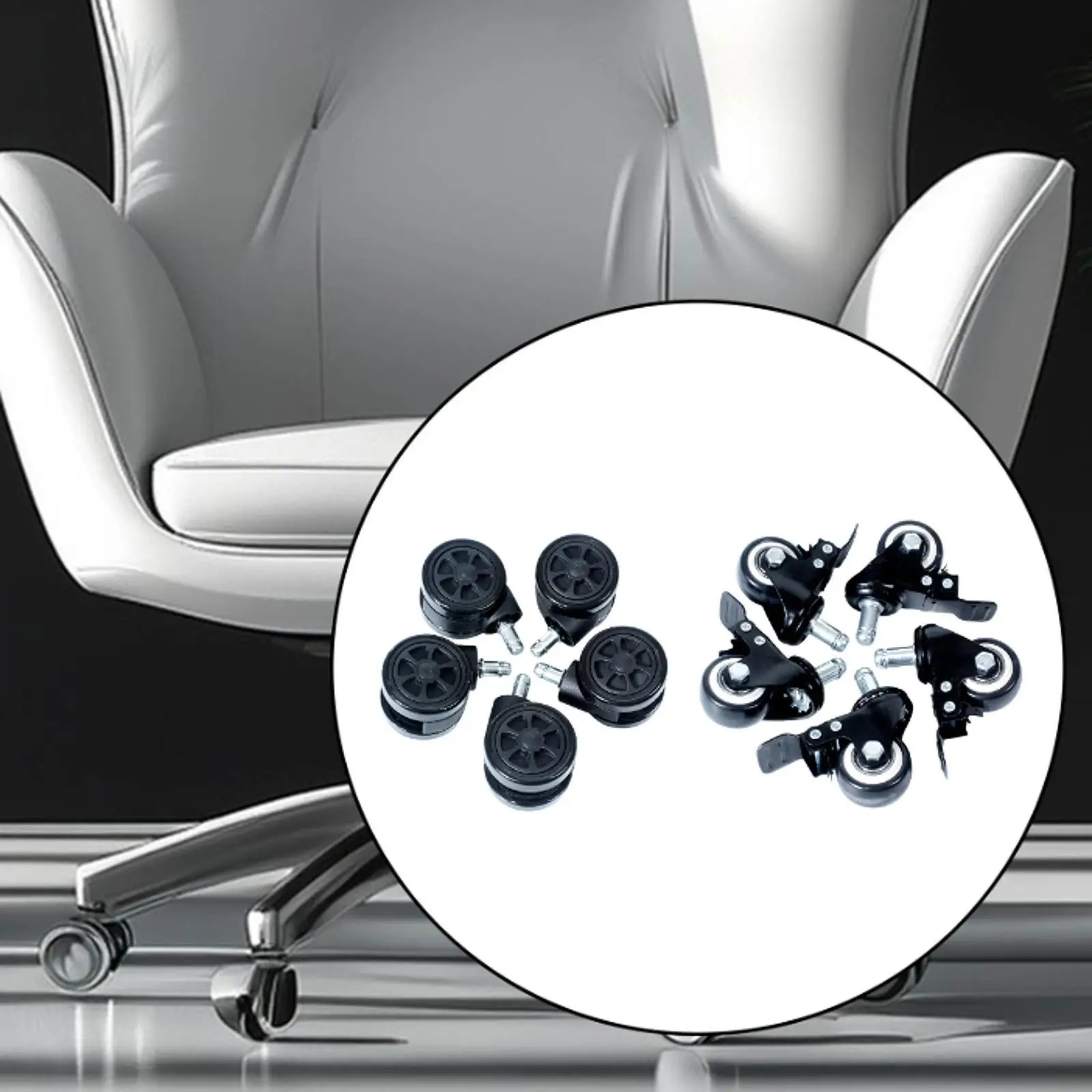 5x Office Chair Wheels Chair Casters Car Wheel Style Easy Installation Heavy Duty Roller Wheel Computer Desk Chair Wheel