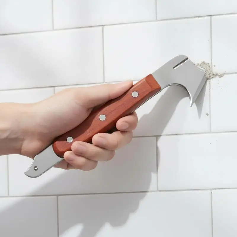 Stainless Steel Tile Gap Hook Knife Scraper Ergonomic Handle Floor Nail Puller Hand Tool for Professional Decoration Workers