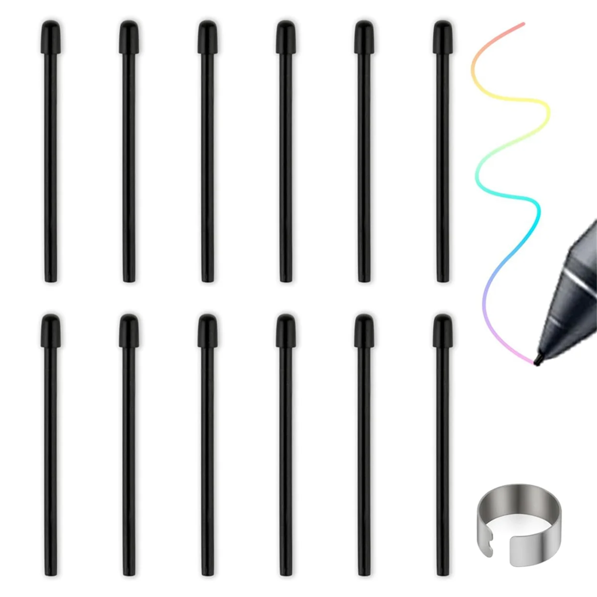 Standard Pen Nibs for , 12Pcs Black Replacement Refill Pen Tips for Intuos Pro, IMobileStudio Pro