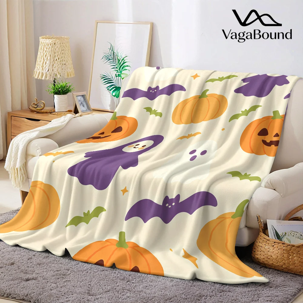 Cute Halloween Ghosts Flannel Blanket Warm Soft Halloween Christmas All-Season Couch Decorative Cozy Warm Gift