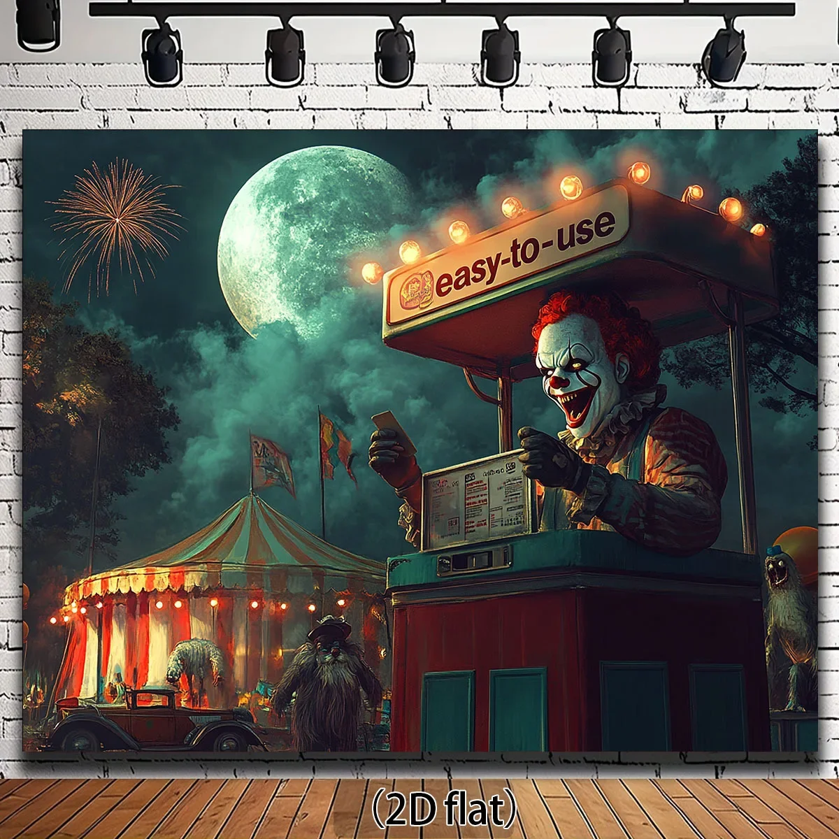 Vintage Carnival Fun Circus Game Booth Moon Night Festival Wall Art Decor Poster Tapestry