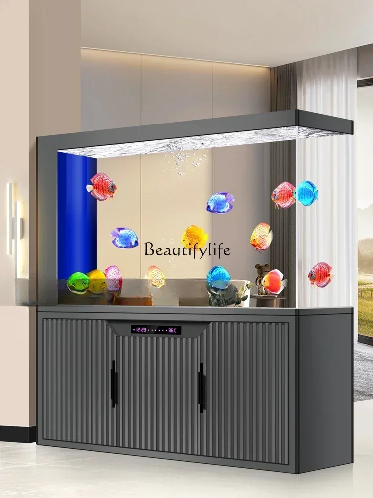 

SS new style Light Luxury Smart Fish Tank Aquarium Living Room Subareas Screens Bottom Loop Change Water