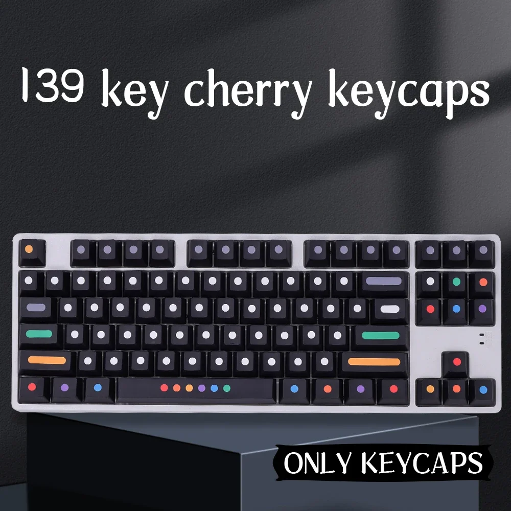 

Black Dots Cherry Profile Dye Sub PBT Keycaps for GMK Cherry MX Switch Compatible with 61~108 Mechanical Keyboards