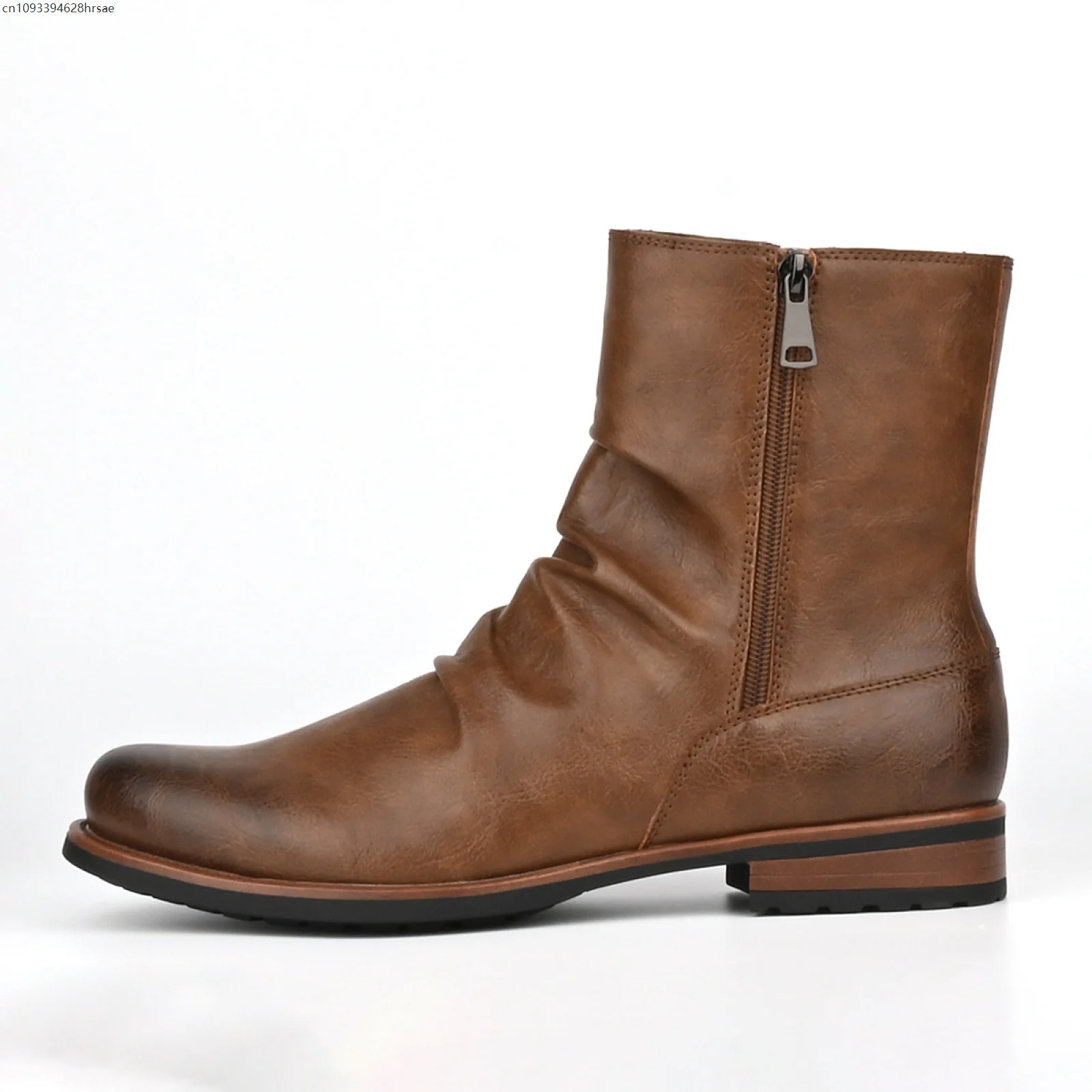 Plus Size Men's Casual Stage Nightclub High Chelsea Boots Black Brown Shoes Cowboy PU Leather Boot Motorcycle Botas Halloween