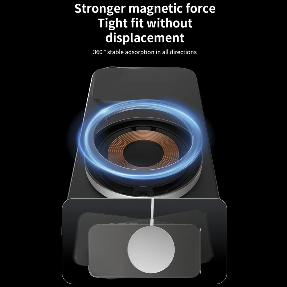 شاحن لاسلكي Qi2 شاحن لاسلكي مغناطيسي ألومنيوم رفيع للغاية لشاحن الهاتف الخليوي Apple 15W، أسود