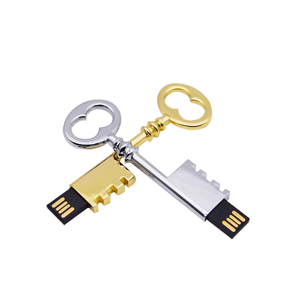 Copper Key USB Flash Drive 64GB Plum Blossom Memory Stick 32GB Mini Metal Pen Drive 16GB Creative Gift External Storage