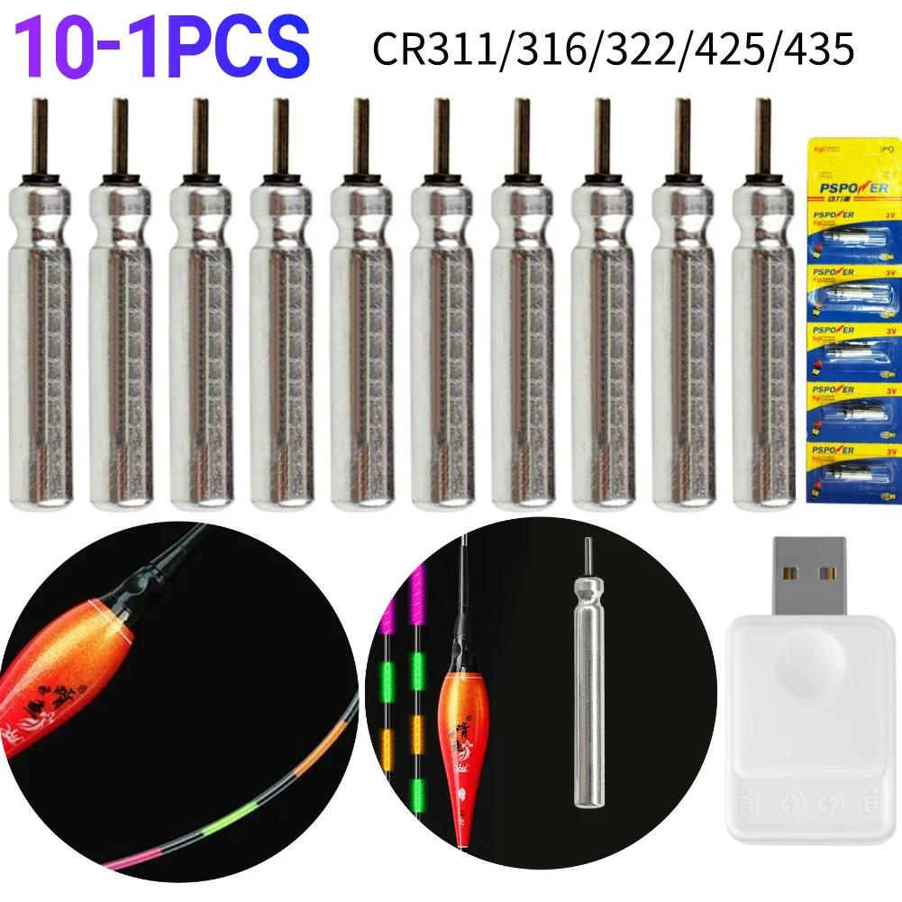 10-1pcs Electronic Fishing Float Rechargeable CR425 CR311 CR316 CR32​2    CR435 Glow Stick LED Fishing Tackle Fluorescent Lamp