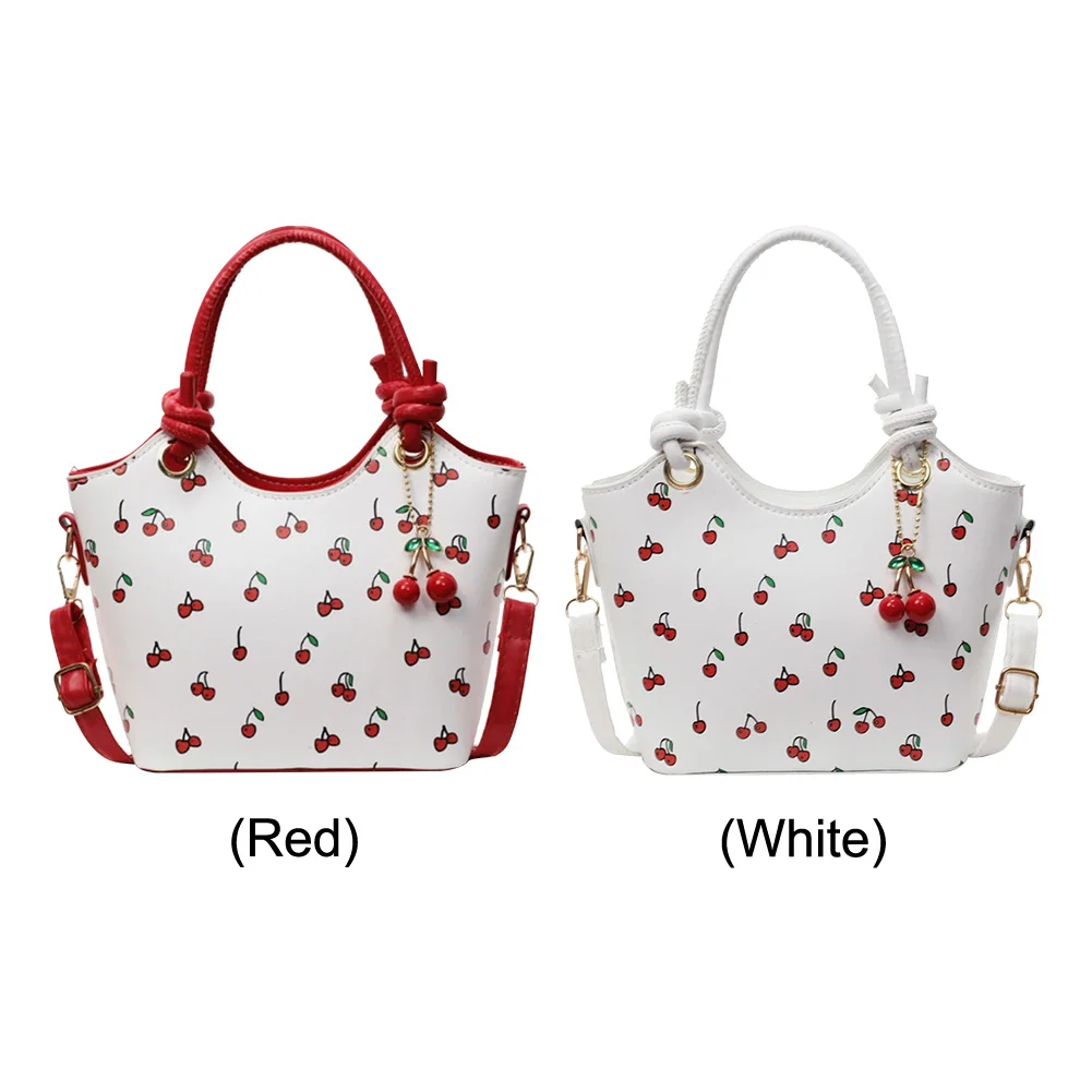

Leather Bucket Fashion Shoulder Bag for Women Girls Trendy Top-handle Bag Stylish Small Tote Handbag with Pendant for Commuting