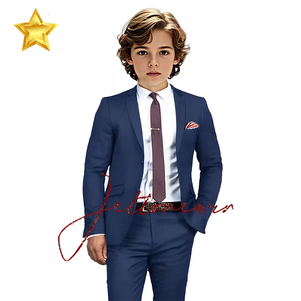Boy's Formal Fit Single Breasted Elegant Boys Suit Customized Casual Wedding Kids Tuxedo 2-16 Years Old