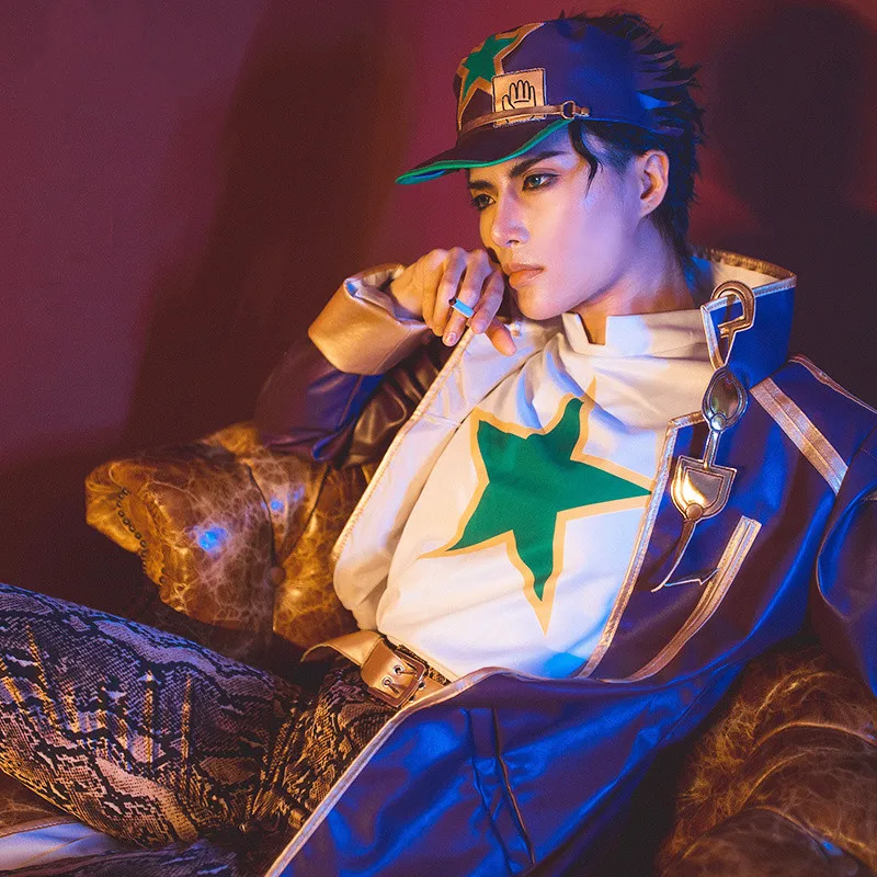 Vivi-Cos Game JoJo's Bizarre Adventure Kujo Jotaro Cool Suit Cosplay Halloween Men's Costume Role Play Party Carnival New M-XXL