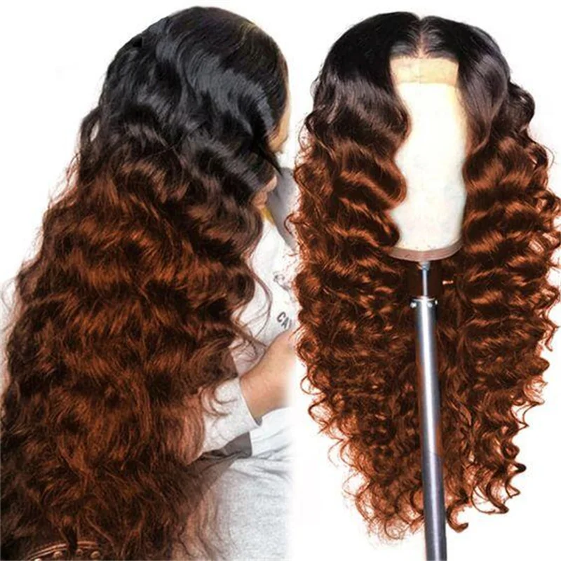 Lange 180Density Soft 26 Zoll Ombre Brown Kinky Curly Lace Front Perücke für schwarze Frauen Babyhaar vorgezupft täglich ohne Kleber