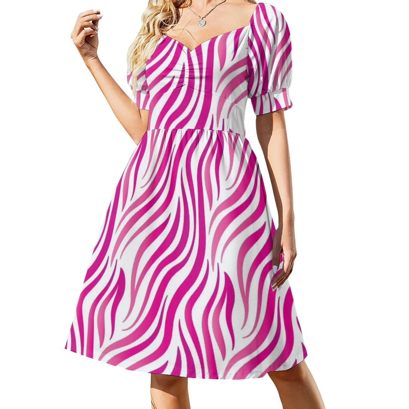 فستان حفلات أنيق للنساء باللون الوردي الساخن على شكل حرف a مع خيارات قصيرة/طويلة/بدون أكمام الأخوات Sisterlylove Aka Delta Sorors #2