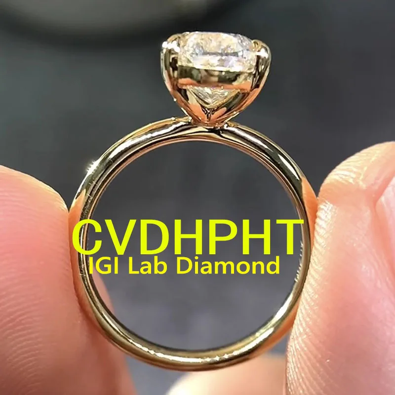 Luxury Soild 14K Yellow Gold RingIGI Lab Growing Diamond Ring Oval shape D Color 3Ct wedding ring