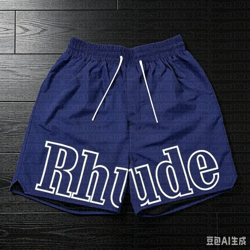 Men Street Fashion Rhude Kid Casual Shorts Summer Loose Breathable Quick Drying Sports Shorts Hip Hop Style Letter Print Shorts
