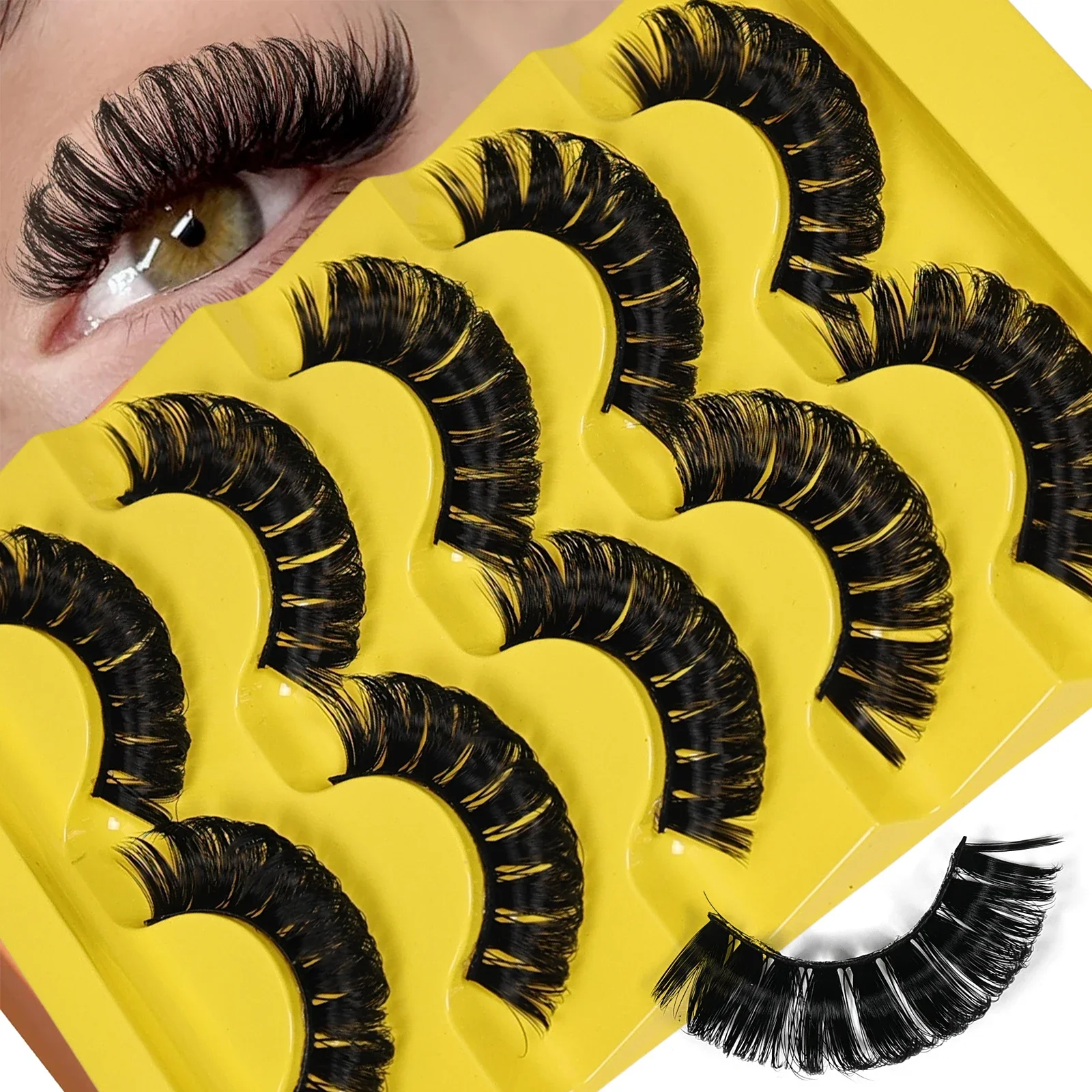 5 paia DD Curl Russian Strip Lashes Fluffy Volume ciglia finte DD Curl drammatico disordinato ciglia finte Make Up