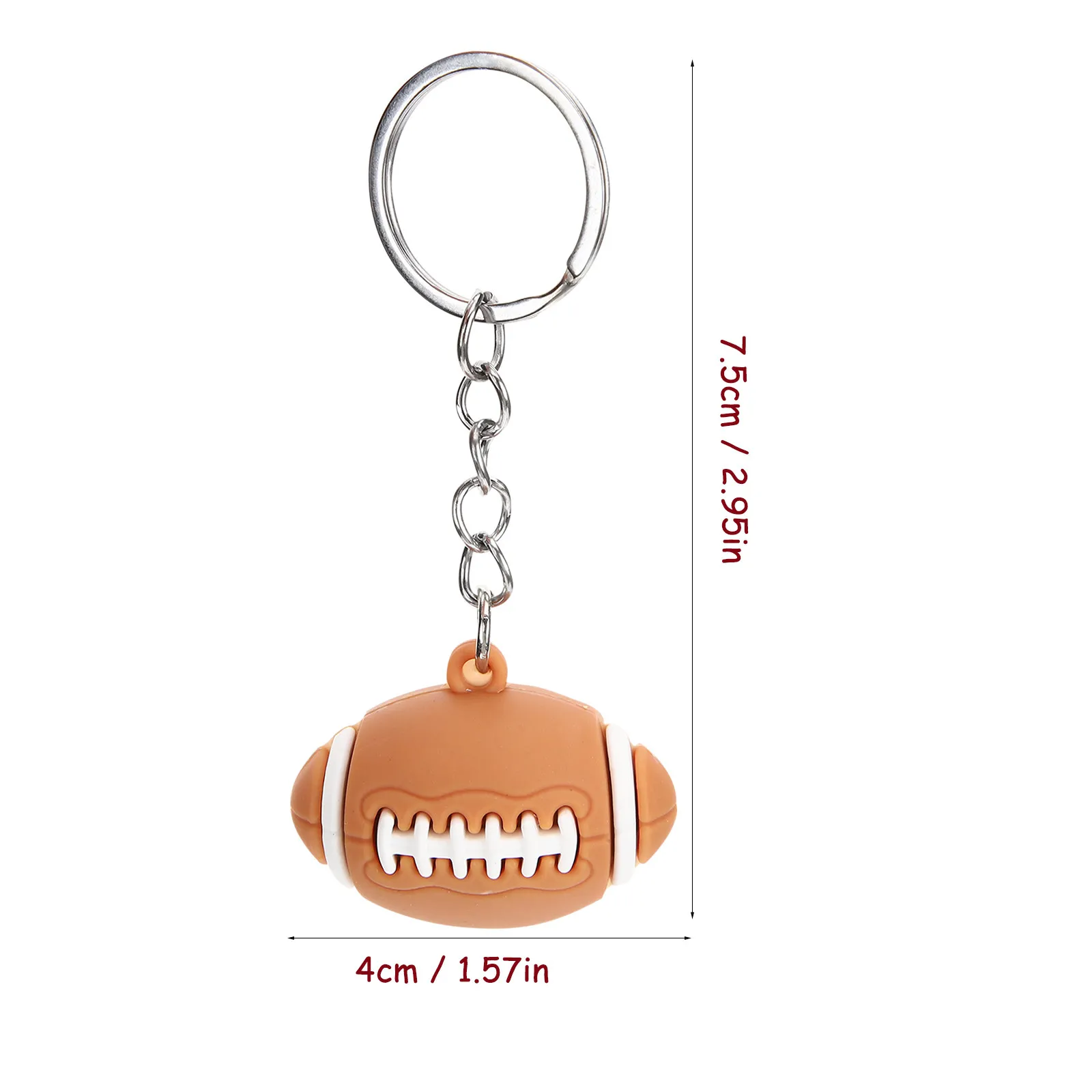 12Pcs Rugby Keychain High Grade Soft Plastic Key Holder Ring Schoolbag Decor Keychain for Backpack Sports Themed Party Favors
