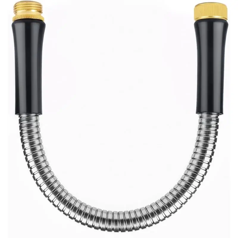ABXF-Short Garden For Hose 1Ft X 5/8", Heavy Duty 304 Stainless Steel Metal For Hose For Hose Reel Faucet, Metal Leader Pipe