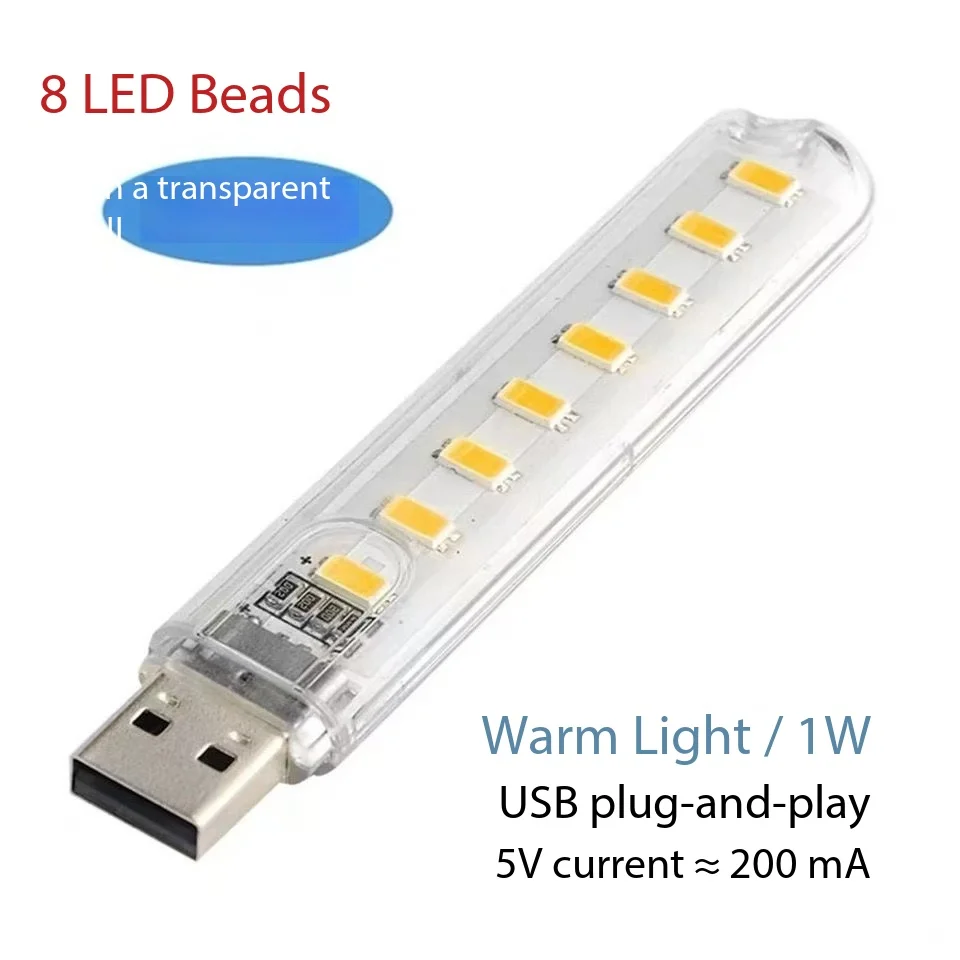 5V USB LED8 Light Single sided Dual color Portable Mini Night Light Computer Mobile Power Super Bright Emergency Light image 6