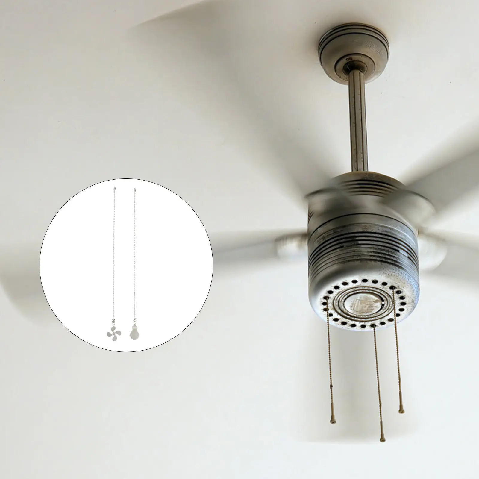 2Pcs Beaded Ball Fan Pull Chain Pendant for Ceiling Fan Chain Extension Chandelier Light Pull Chains High Ceiling Ventilation