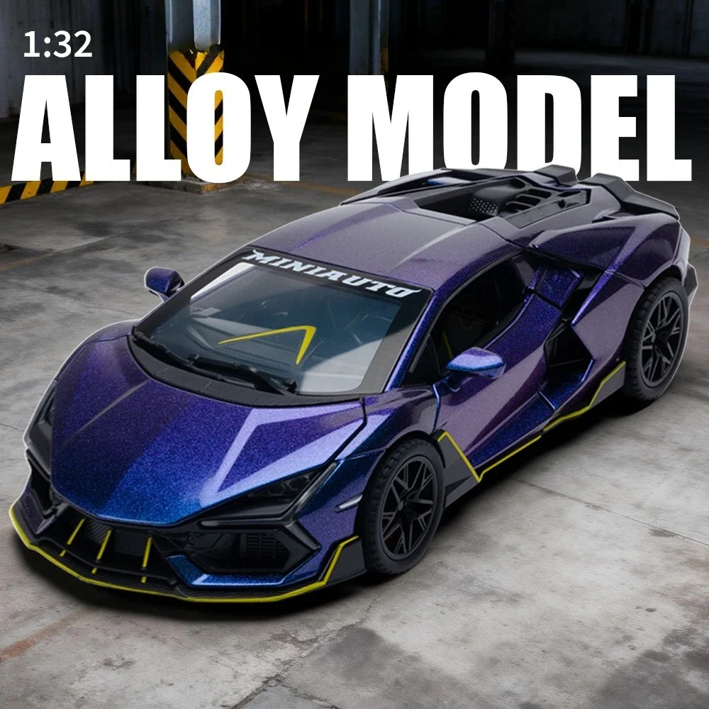 

1:32 RevueltoAlloy Diecast Model Toys Car Doors Opened with Sound Light Pull Back Miniature Vechies Home Decoration