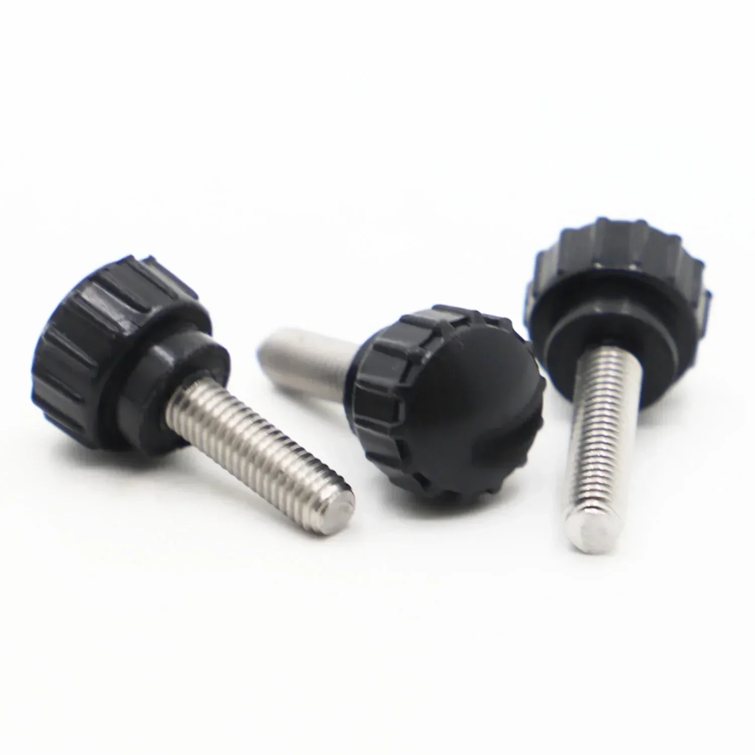 M(3 4  5  6  8)*L=8-50 304 Stainless Steel Round Head Handle Hand Screw Round Knurled Thumb Screw Plastic Tighten Bolt Nuts Knob