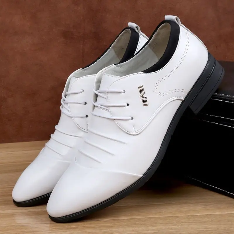 Men British Style Leather Dress Shoes Breathable Lace Up Spring Autumn Wedding Business Casual Youth