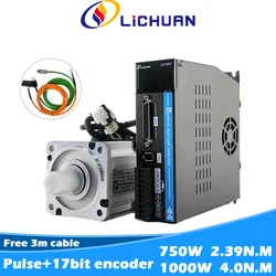 Lichuan 750W~1000W 4N.M AC Servo Motor With Driver kit Electric Motor 220V 3000rpm Cnc kit For 3D Printer Pulse RS485