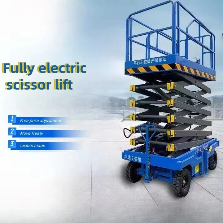 Fully Self-driving Scissor Electric Lifts 4-16m Aerial Lift Work Platform Mobile Scissor Lift Car Hydraulic for Warehouse