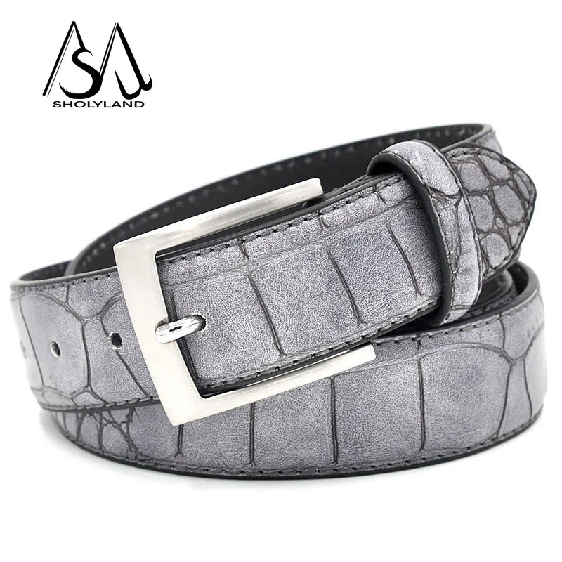 2024 Men\'s Pu Leather Buckle Belt Jeans Long Pants Decoration New Fashionable and Versatile Casual Belt Crocodile Pattern Belt