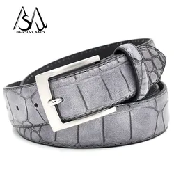 2024 Men's Pu Leather Buckle Belt Jeans Long Pants Decoration New Fashionable and Versatile Casual Belt Crocodile Pattern Belt