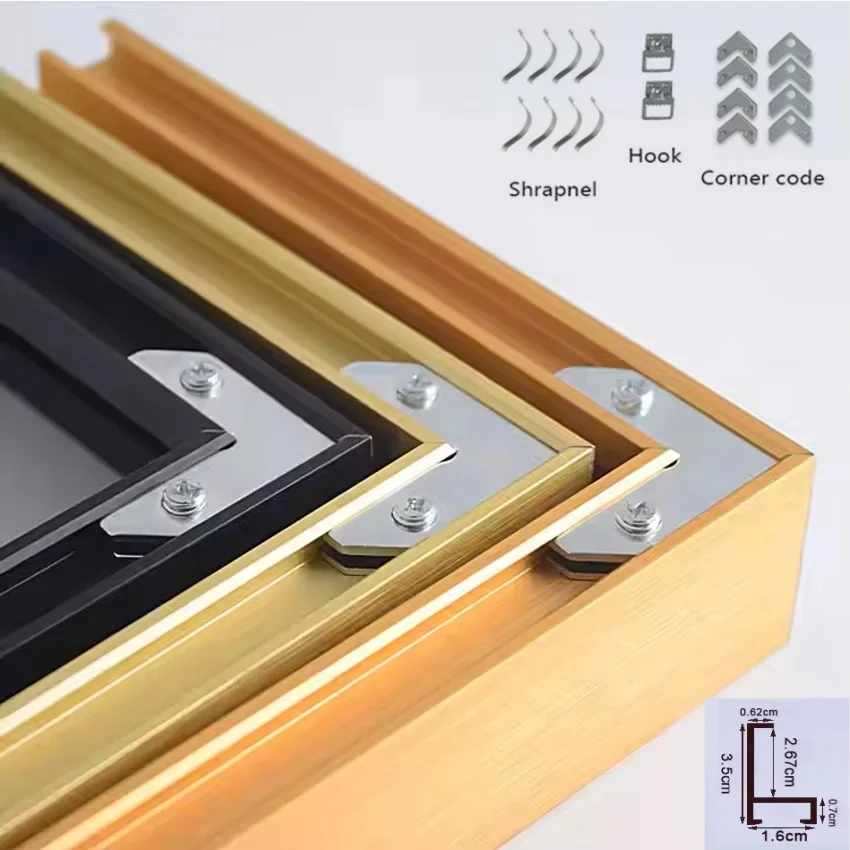 Custom DIY Aluminum Alloy Frame Gold, Silver, Black Metal Picture Frame Poster Oil Painting Decor Home Decorative Picture Frame