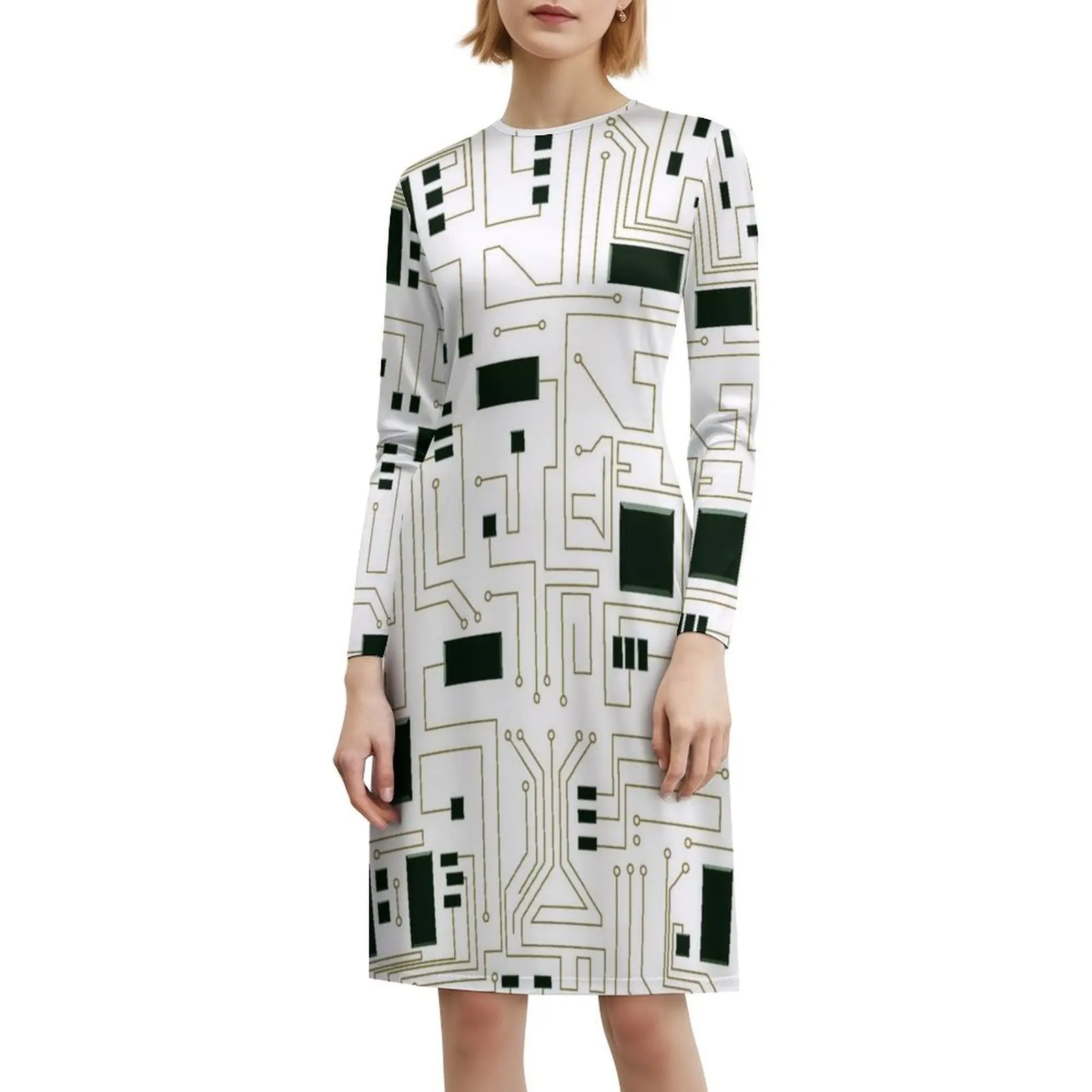 فستان مركب لدائرة الإلكترونيات Pcb Board وIcs على الطراز الكوري للنساء فستان كاجوال أنيق للحفلات أو الارتداء اليومي Ai #6