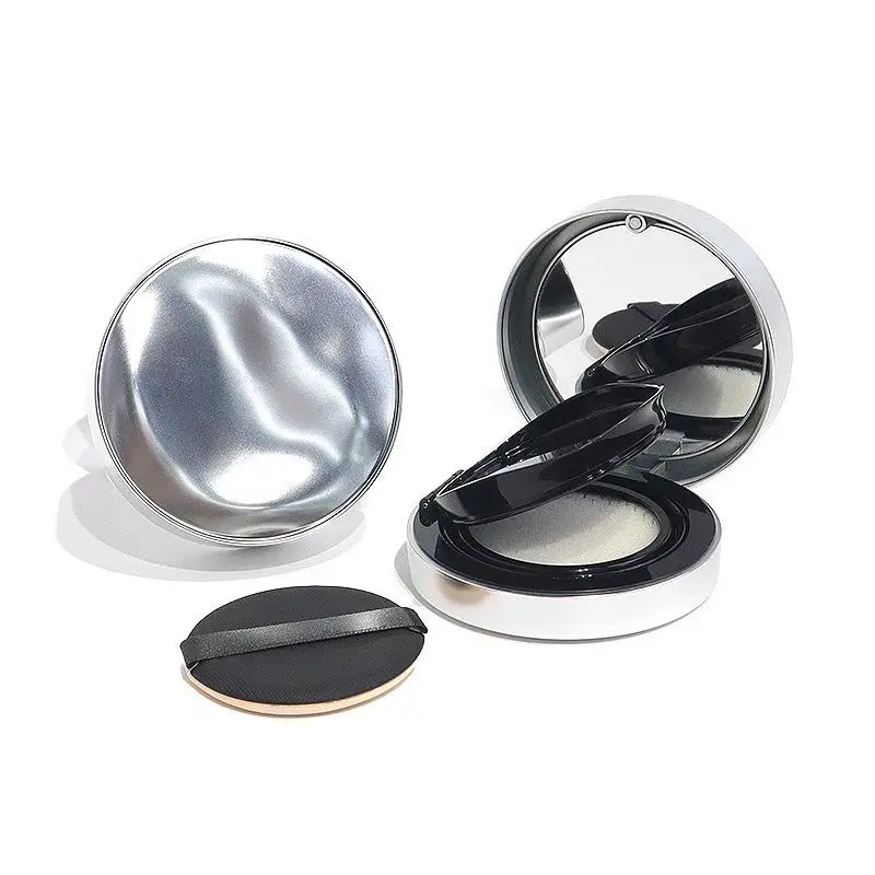 Boîte bouffante à coussin d'air vide – Trousse à cosmétiques portable avec éponge à poudre et miroir |   Pour remplir BB crème/fond de teint