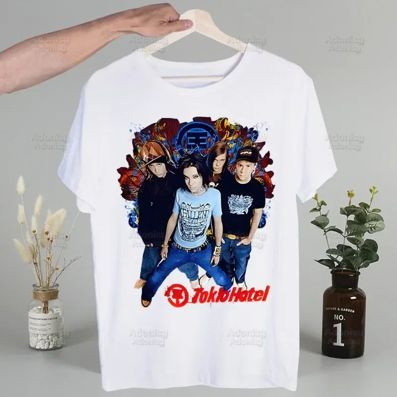 

Tokio Hotel Group Rock Music Y2K Aesthetic T-Shirt Men Short Sleeve Summer Fashion Tshirt Casual White T Shirt Fashion Tee Shirt